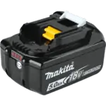 סוללה ליתיום מבית MAKITA מקיטה דגם BL1850 מתאים לכלל הכלים של 18V הסוללה הפופולרית ביותר בשוק מיועד לעבודה ממושכת 5 אמפר