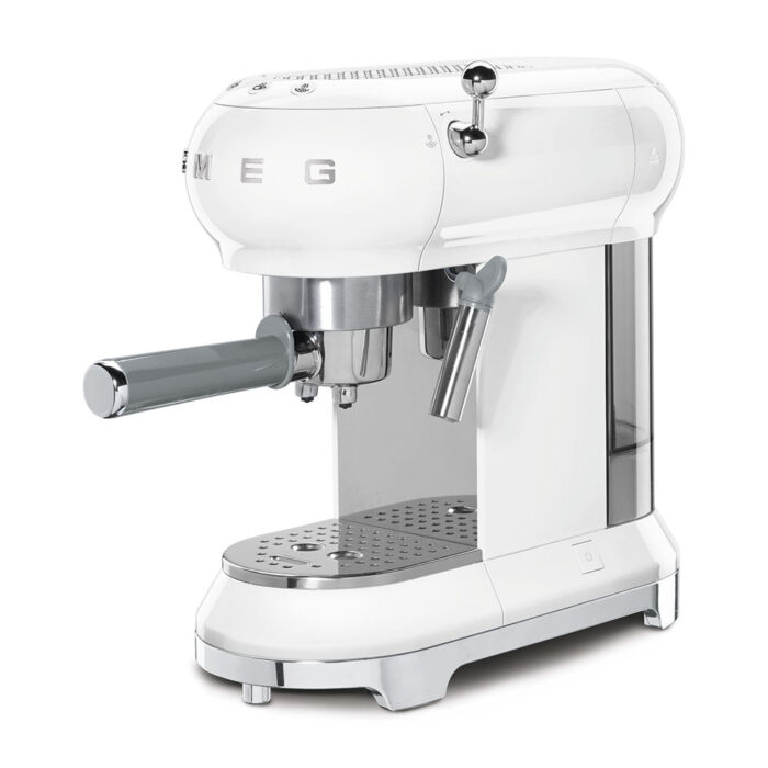 מכונת אספרסו ידנית עם מקציף חלב יוקרתית ומעוצבת דגם ECF01WHEU צבע לבן