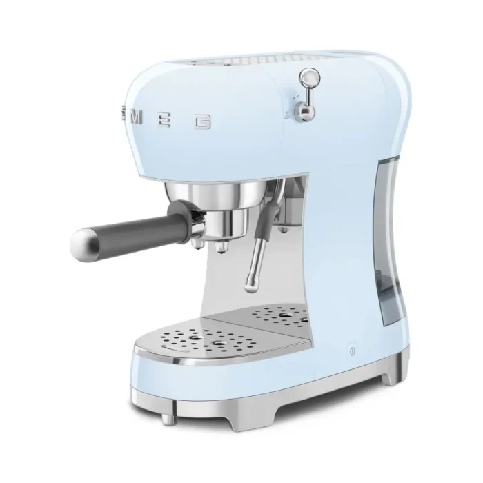 מכונת אספרסו ידנית SMEG עם מקציף חלב, צבע כחול פסטל דגם חדש ECF02PBEU